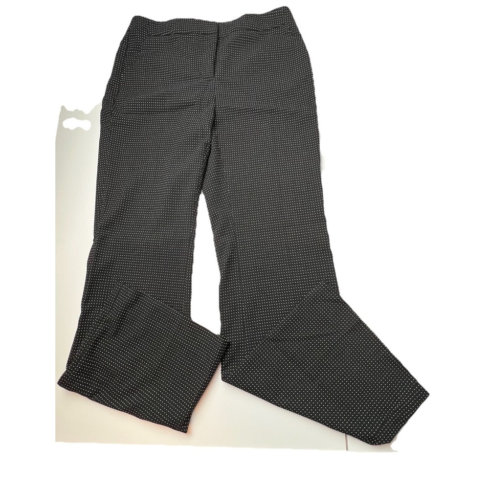 CHICO'S So Slimming  Black White Pants Textured Dot Trouser Pants 4R NWT